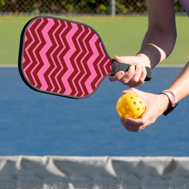 Raquette De Pickleball Conception de chevron zigzag rose rouge bordeaux  (Insitu)