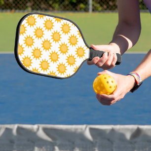 Raquette De Pickleball Conception de motif de soleil ensoleillé sur fond 