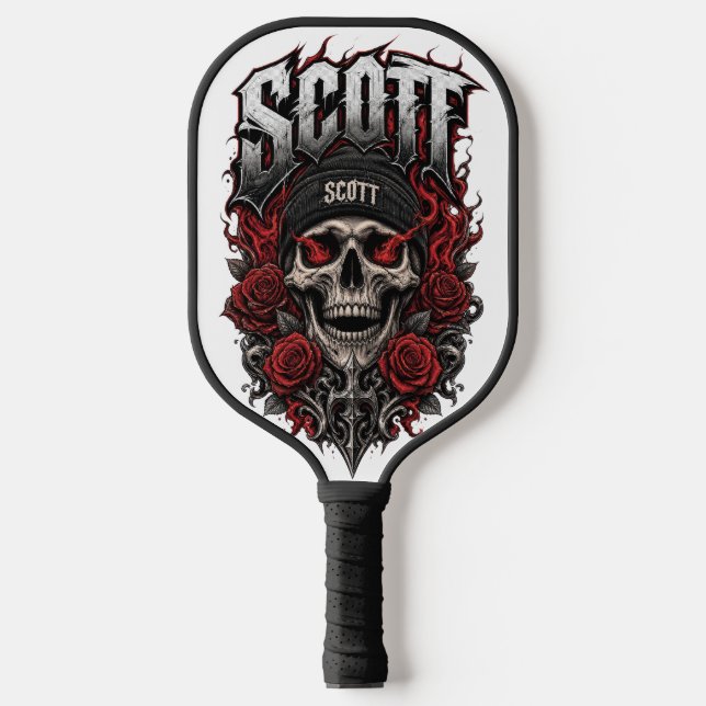 Raquette De Pickleball Conception de nom personnalisé Scott Gothic Skull (Recto)
