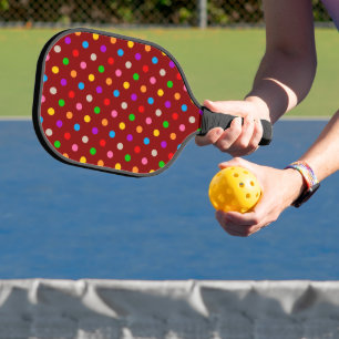 Raquette De Pickleball Conception de points colorés arc-en-ciel rouge