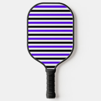 Raquette De Pickleball Conception de rayures blanches noires et bleues