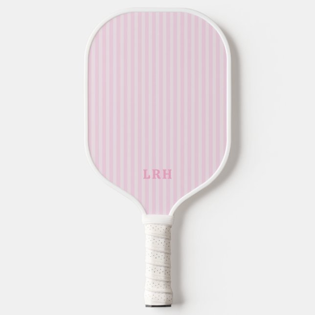 Raquette De Pickleball Conception de rayures de bonbon rose avec monogram (Recto)