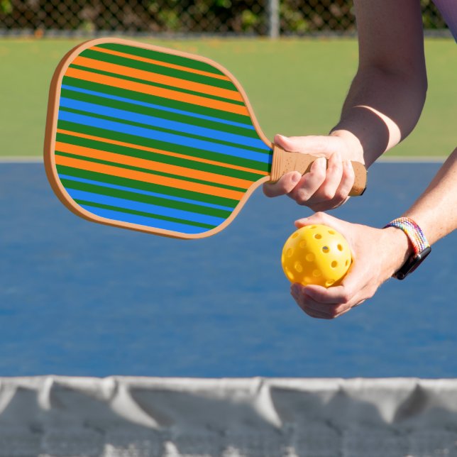 Raquette De Pickleball Conception de rayures verticales orange bleu vert  (Insitu)