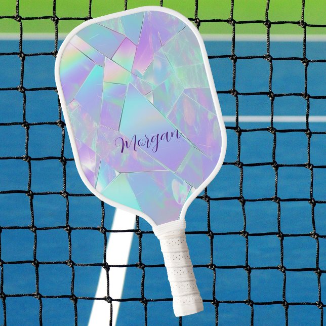 Raquette De Pickleball Conception turquoise et violette Iridescente, nom  (Créateur téléchargé)