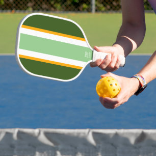 Raquette De Pickleball Cool amusant Rétro Deux Tons Vert Jaune Blancs