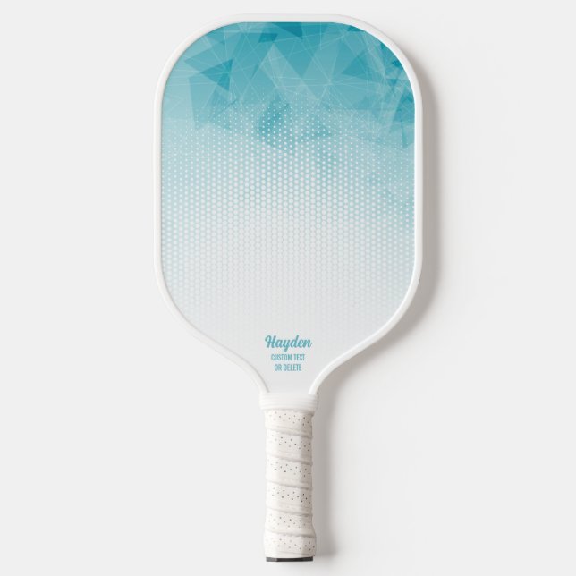Raquette De Pickleball Cool Bleu Gradié géométrique Nom personnalisé Text (Recto)
