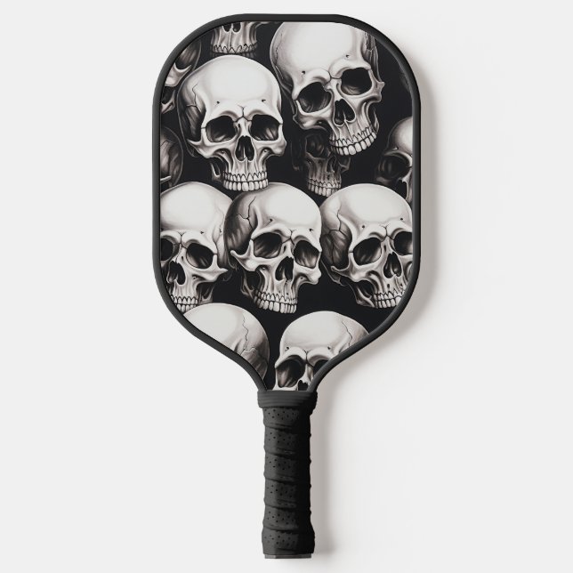 Raquette De Pickleball Cool Crâne noir et blanc (Recto)