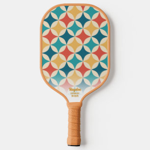 Raquette De Pickleball Cool de texte personnalisé du Motif de diamant géo