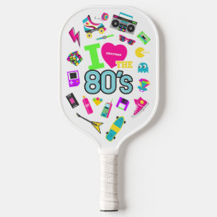 Raquette De Pickleball Cool et coloré J'aime les années 80 Nom