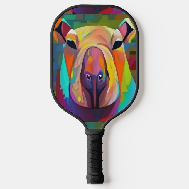 Raquette De Pickleball Cool Funny Colorful Capybara Abstrait (Recto)