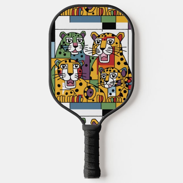 Raquette De Pickleball Cool Jaguar Jungle Chats Abstraits (Recto)