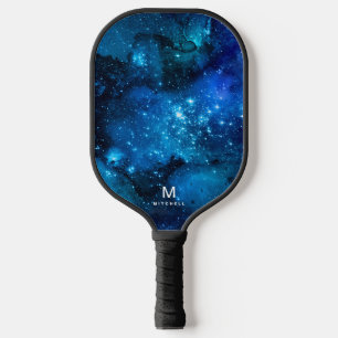 Raquette De Pickleball Cool Nebula Galaxy Monogramme Nom Pickleball Paddl