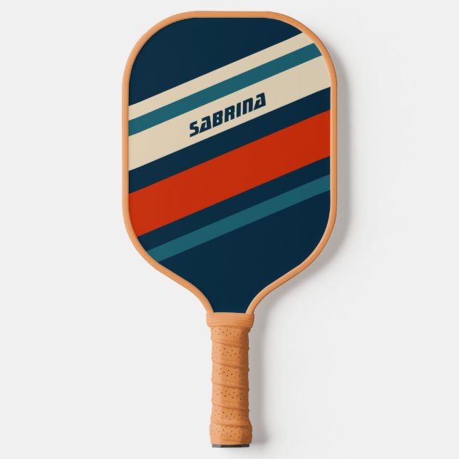 Raquette De Pickleball Cool personnalisé Retro Rouge Blanc & Bleu (Recto)