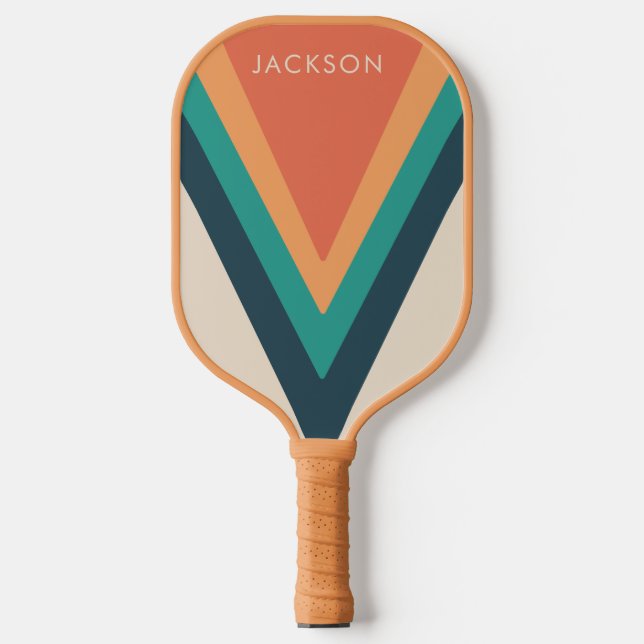 Raquette De Pickleball Cool Stylish Retro Stripes Personnalisées (Recto)