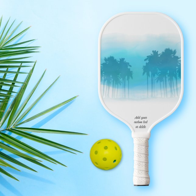 Raquette De Pickleball Cool Tropical Palm Tree Blue Gradient Personnalisé (Créateur téléchargé)
