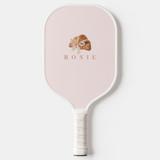 Raquette De Pickleball Coquette personnalisée Croissant rose Ribbon