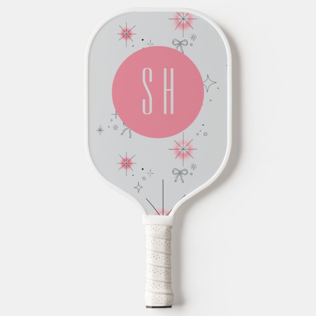 Raquette De Pickleball Coquette rose tendance Monogramme (Recto)