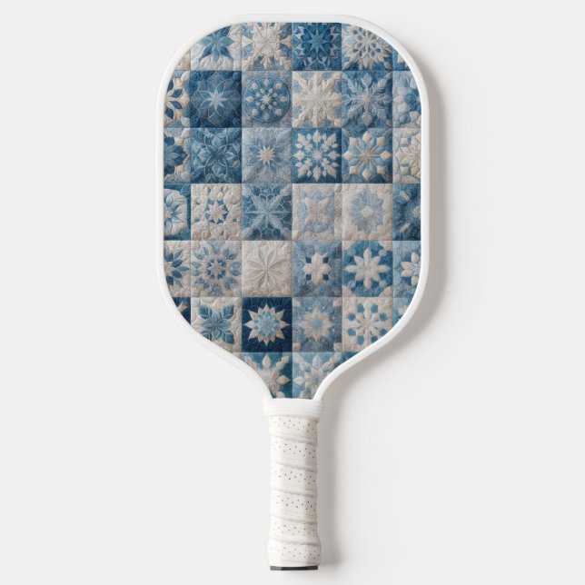 Raquette De Pickleball Couche de flocons de neige bleu et blanc (Recto)