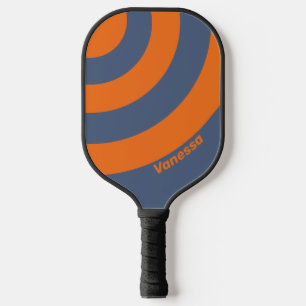 Raquette De Pickleball Coucher de soleil rétro sur le rivage avec nom à t