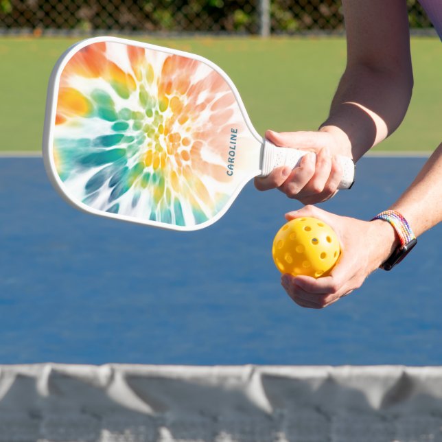 Raquette De Pickleball Couleur bleu bleu violet orange rétro teinture Art (Insitu)