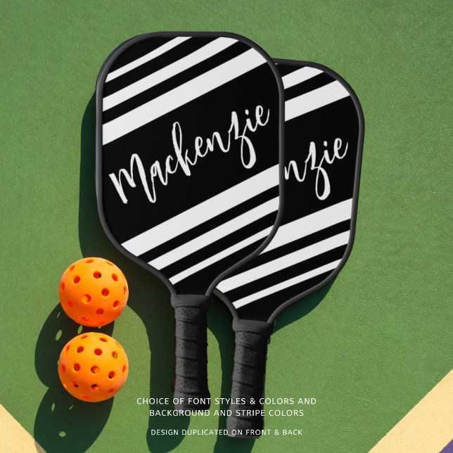Raquette De Pickleball Couleur personnalisée à rayures modernes (Créateur téléchargé)