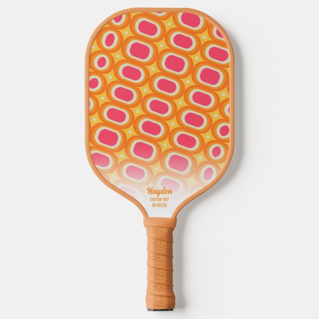 Raquette De Pickleball Couleur rose orange Abstrait Motif rétro personnal (Recto)