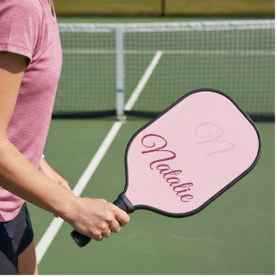 Raquette De Pickleball Couleur rose pastel monogrammée
