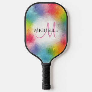Raquette De Pickleball Couleurs arc-en-ciel personnalisées Monogramme Mod