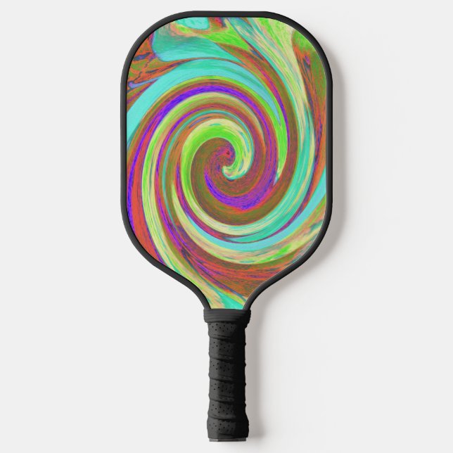 Raquette De Pickleball Couleurs d'automne cool Retro Peinture à spirale d (Recto)