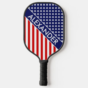 Raquette De Pickleball Couleurs de bricolage, étoiles de drapeau rayures 
