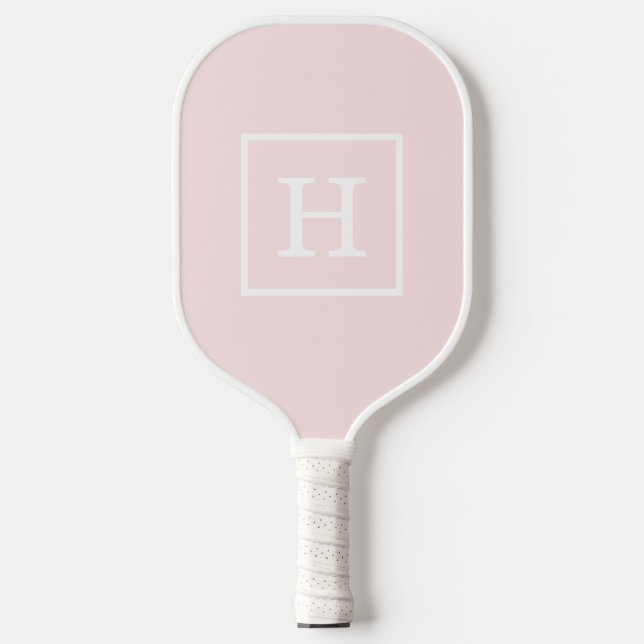 Raquette De Pickleball Couleurs DIY Cadre Initial Rose Clair Blanc (Recto)