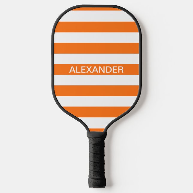 Raquette De Pickleball Couleurs DIY Citrouille Monogramme S rayures blanc (Recto)