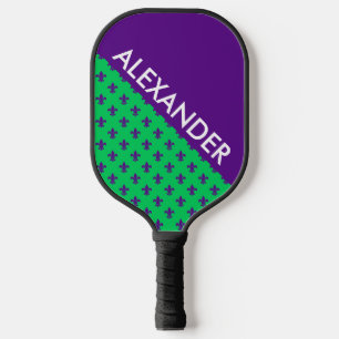 Raquette De Pickleball Couleurs DIY, Fleur de Lis Fond Vert Émeraude CB V