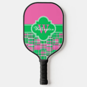 Raquette De Pickleball Couleurs DIY Madras 1I CB Ruban Nom Rose Chaud Ver