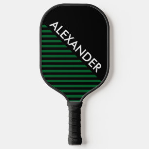 Raquette De Pickleball Couleurs DIY, Rayures Fond Vert Forêt Noir CB S