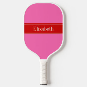 Raquette De Pickleball Couleurs DIY Ruban Rouge Fond Rose Chaud S