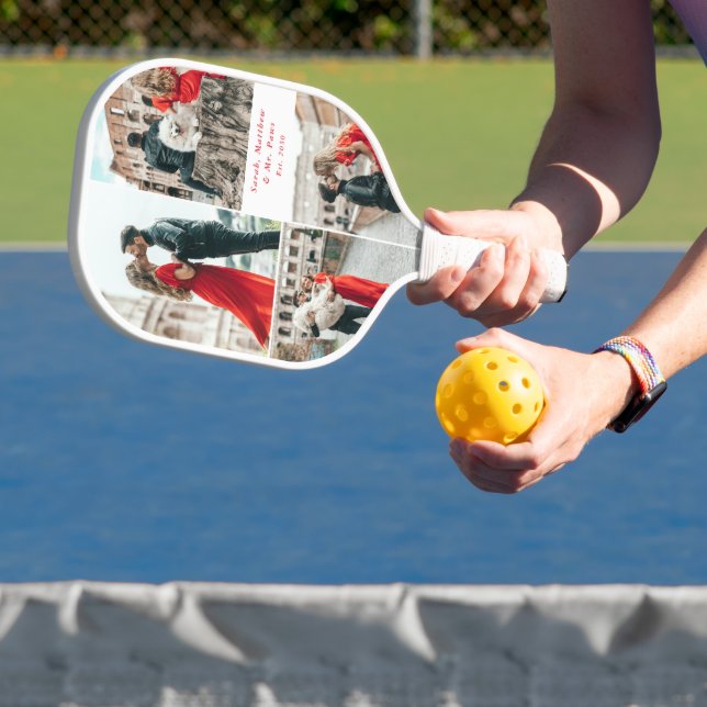 Raquette De Pickleball Couples modernes 4 Photo Collage (Insitu)