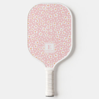 Raquette De Pickleball Couverture bébé à monogramme floral rose pour fill
