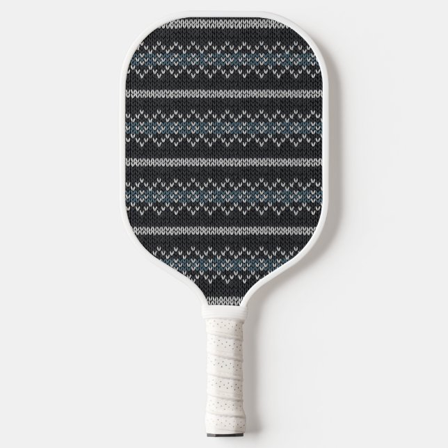 Raquette De Pickleball Cozy Knitted Pattern Black and Gray  (Recto)