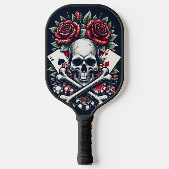 Raquette de Pickleball Crâne de Poker (Recto)