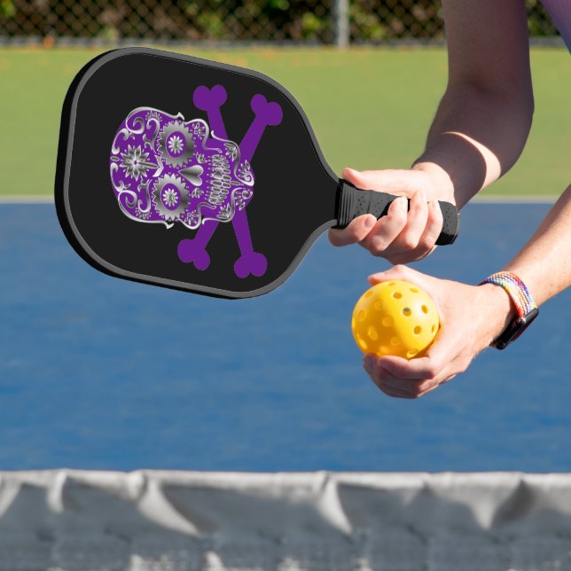 Raquette De Pickleball Crâne de sucre violet Jour de la crosse du crâne m (Insitu)