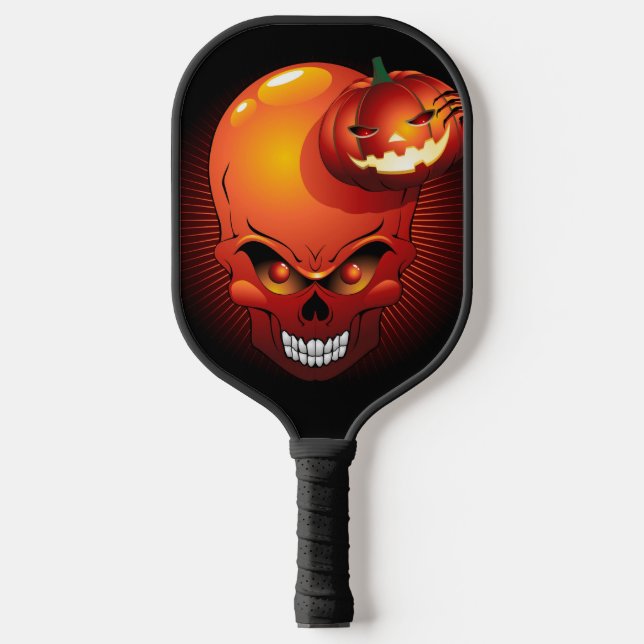 Raquette De Pickleball Crâne d'Halloween et Citrouille (Recto)