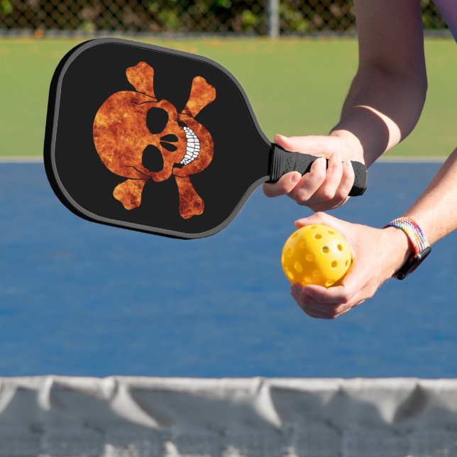 Raquette De Pickleball Crâne et os croisés de feu (Insitu)