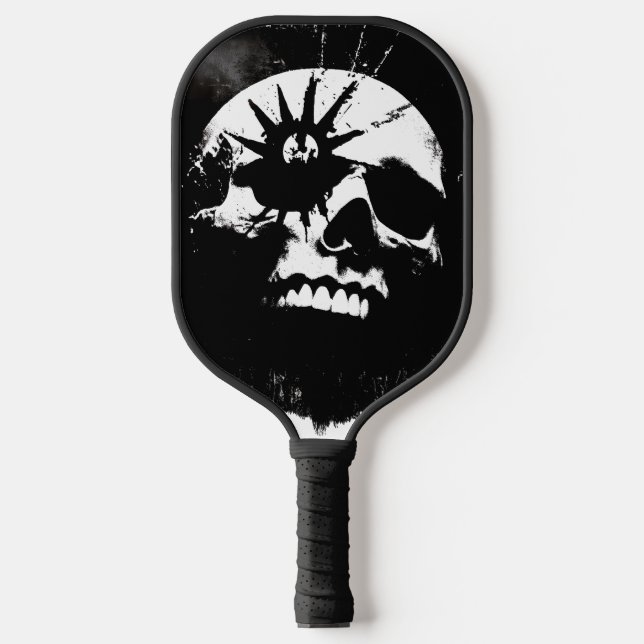 Raquette De Pickleball Crâne noir et blanc (Recto)