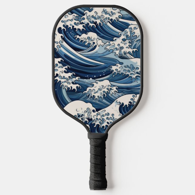 Raquette De Pickleball Crêtes éphémères : Les vagues d'Hokusai réimaginée (Recto)