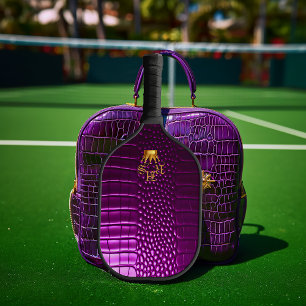 Raquette De Pickleball Crocodile Vivid violet d'élite Faux Monogramme