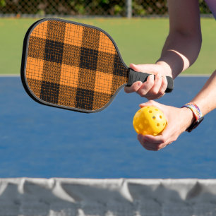 Raquette De Pickleball Croisillon à carreaux orange et noir de style buff