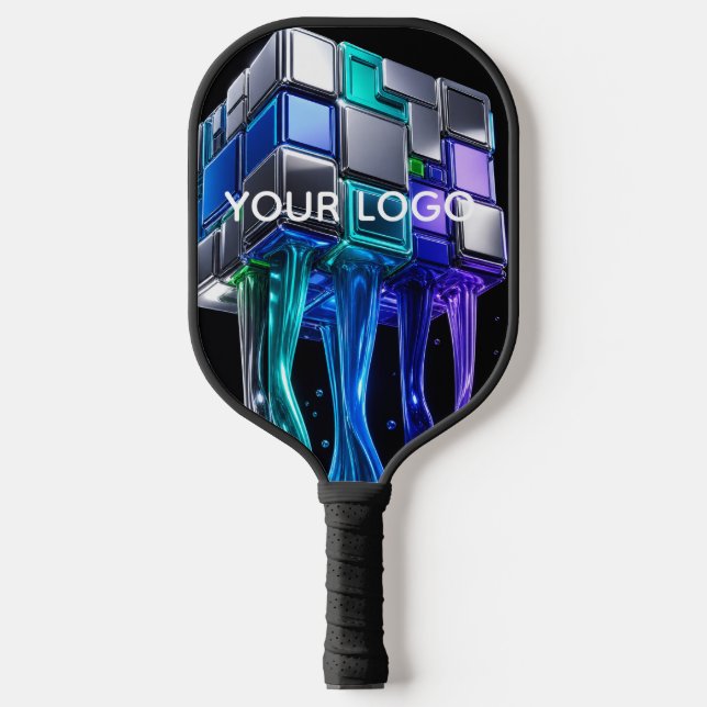 Raquette De Pickleball Cube de puzzle chromé futuriste  (Recto)