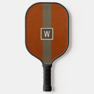 Raquette De Pickleball Cuir synthétique moderne orange monogramme