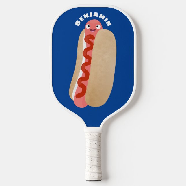 Raquette De Pickleball Curieux hot dog Weiner dessin animé (Recto)
